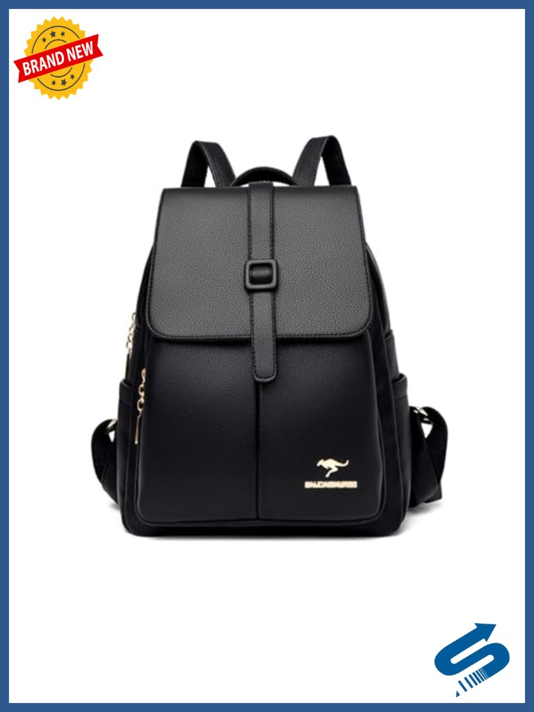 Waterproof Pu Leather Anti-Theft Flap Backpack Travel Daypack